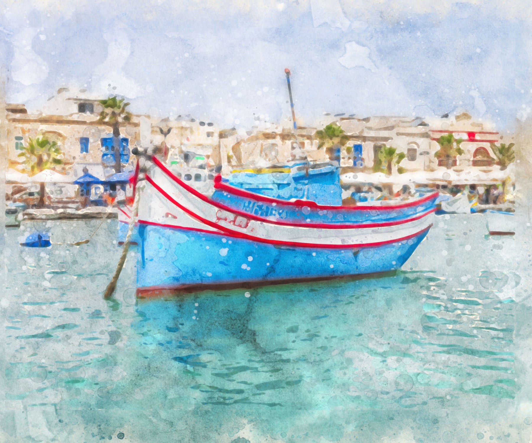 Sun-Drenched Coastal Fishing Vessel Wall Mural