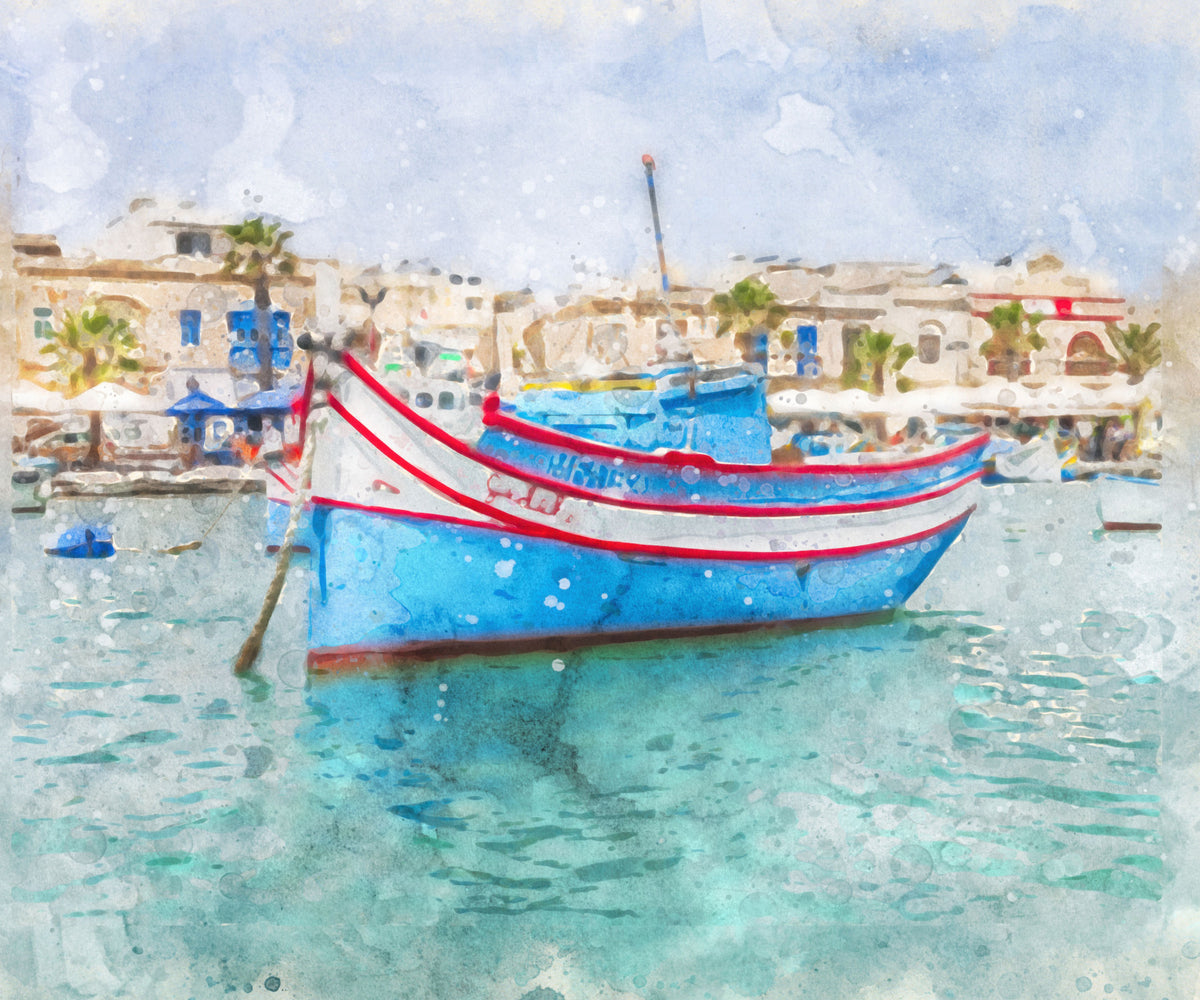 Sun-Drenched Coastal Fishing Vessel Wall Mural in your room — zoomed