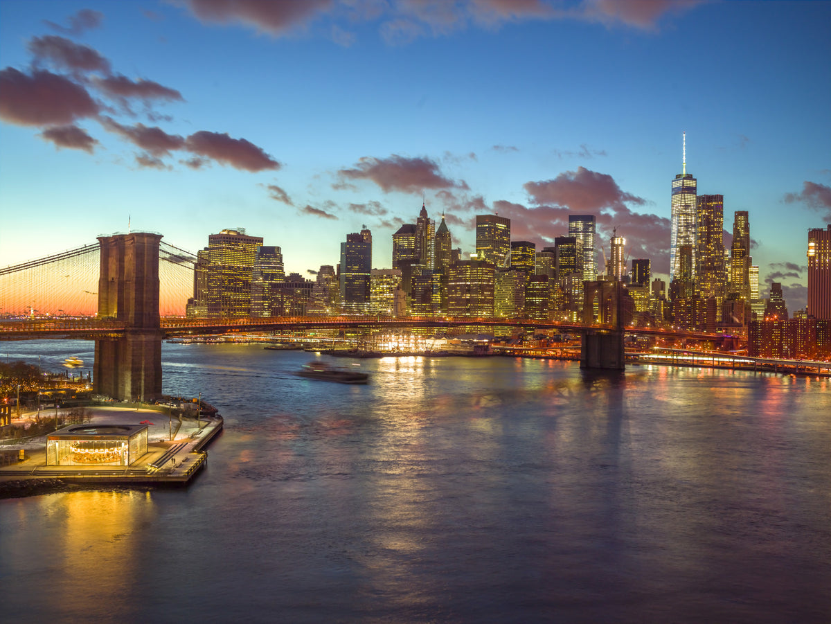 Brooklyn Bridge Twilight Panorama Wall Mural in your room — zoomed