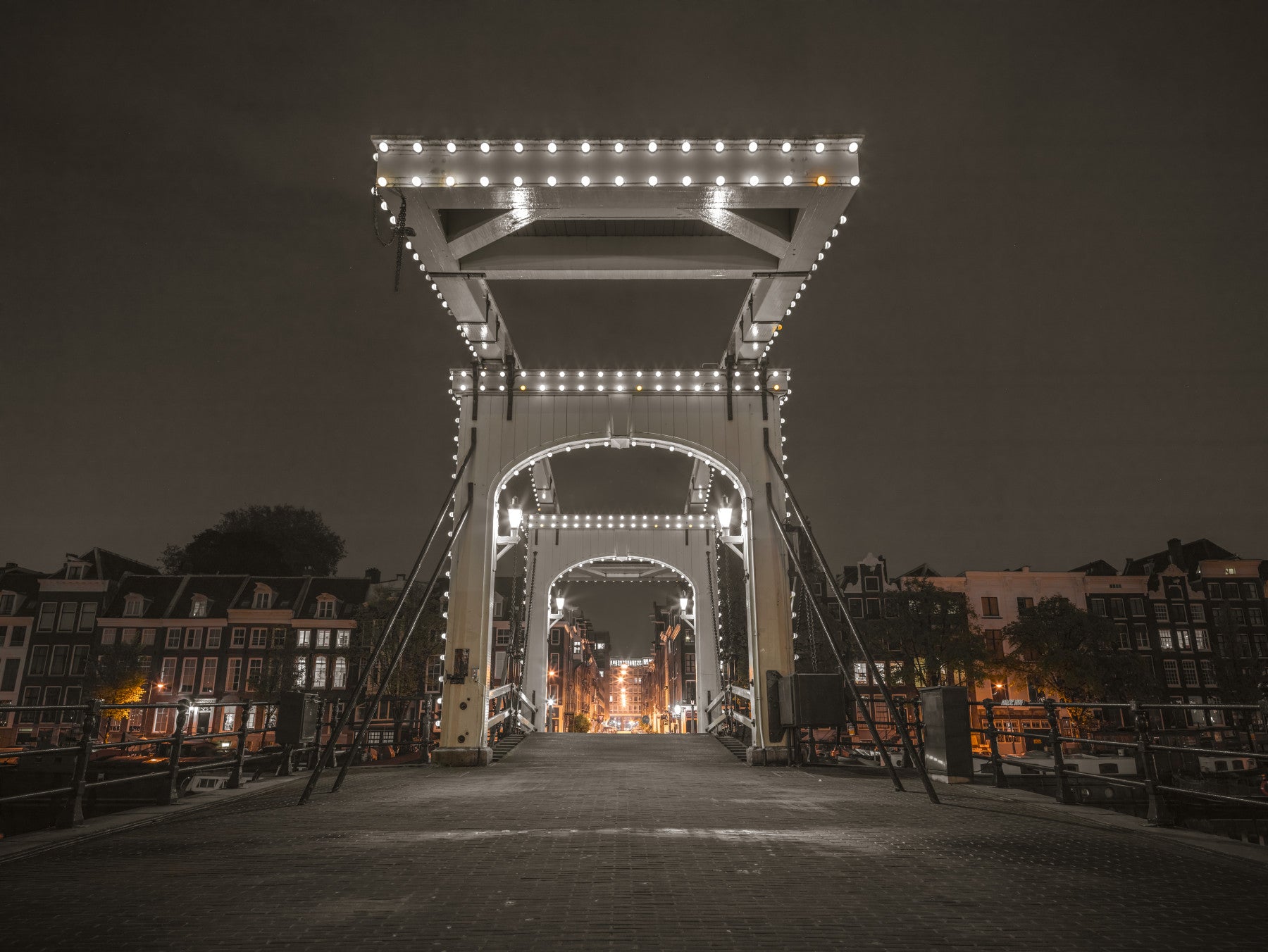 Illuminated Canal Crossing Wall Mural in your room — zoomed