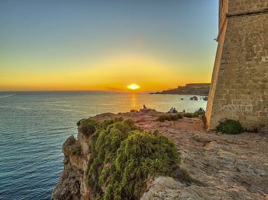 Golden Hour Coastal Cliff View Wall Mural