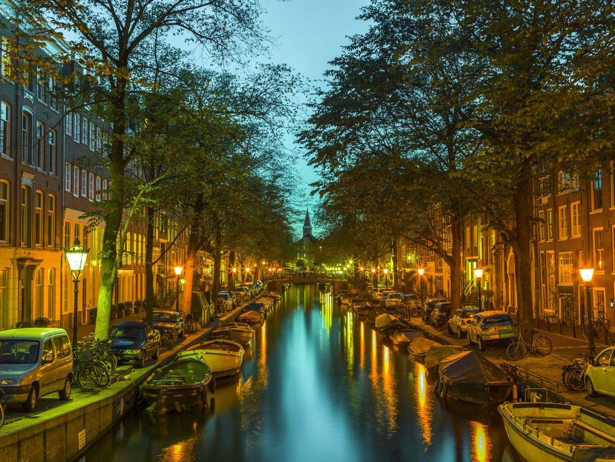 Amsterdam Canal Evening Reflection Wall Mural in your room — zoomed
