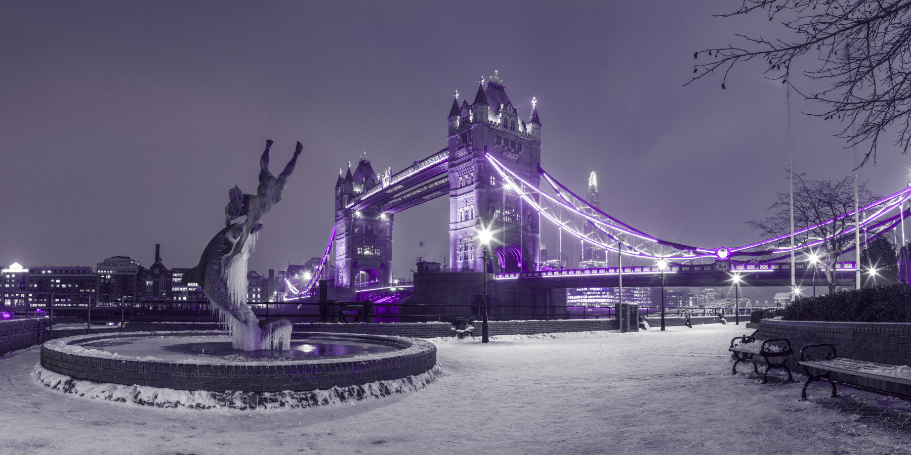 Frozen Cityscape Twilight Wall Mural