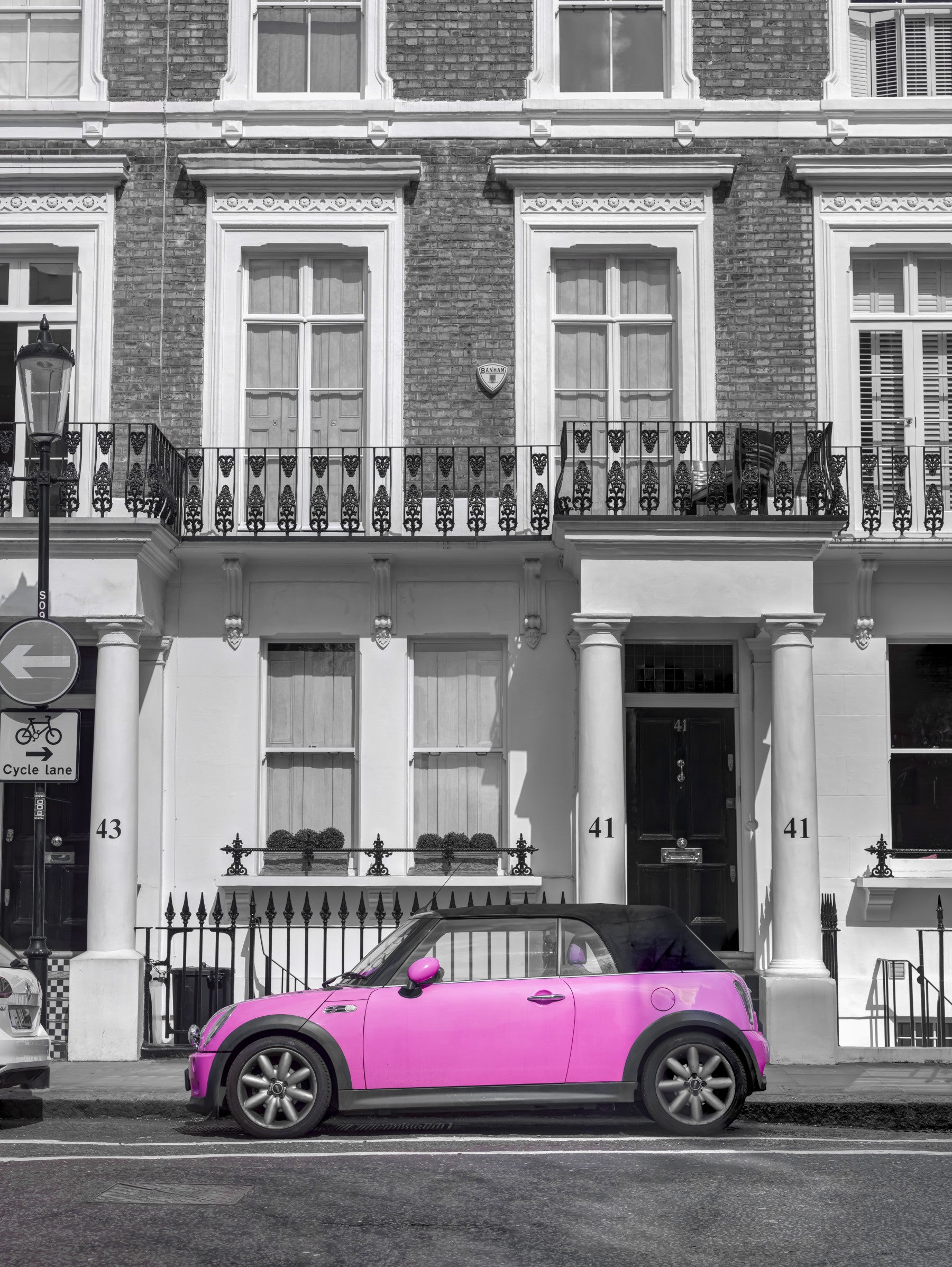 Urban Pink Pop Monochrome Wall Mural