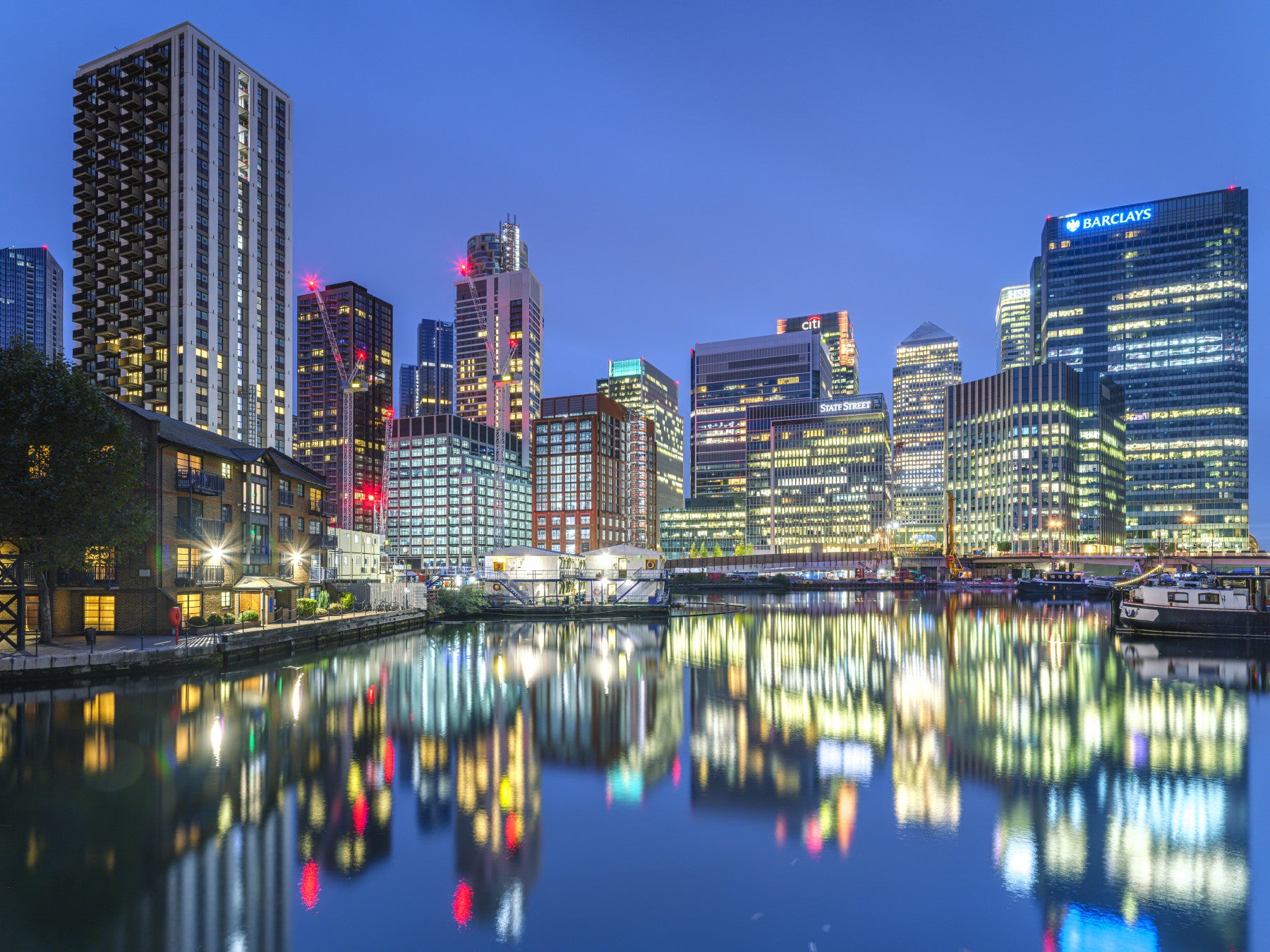 Metropolitan Water Reflection at Dusk Wall Mural