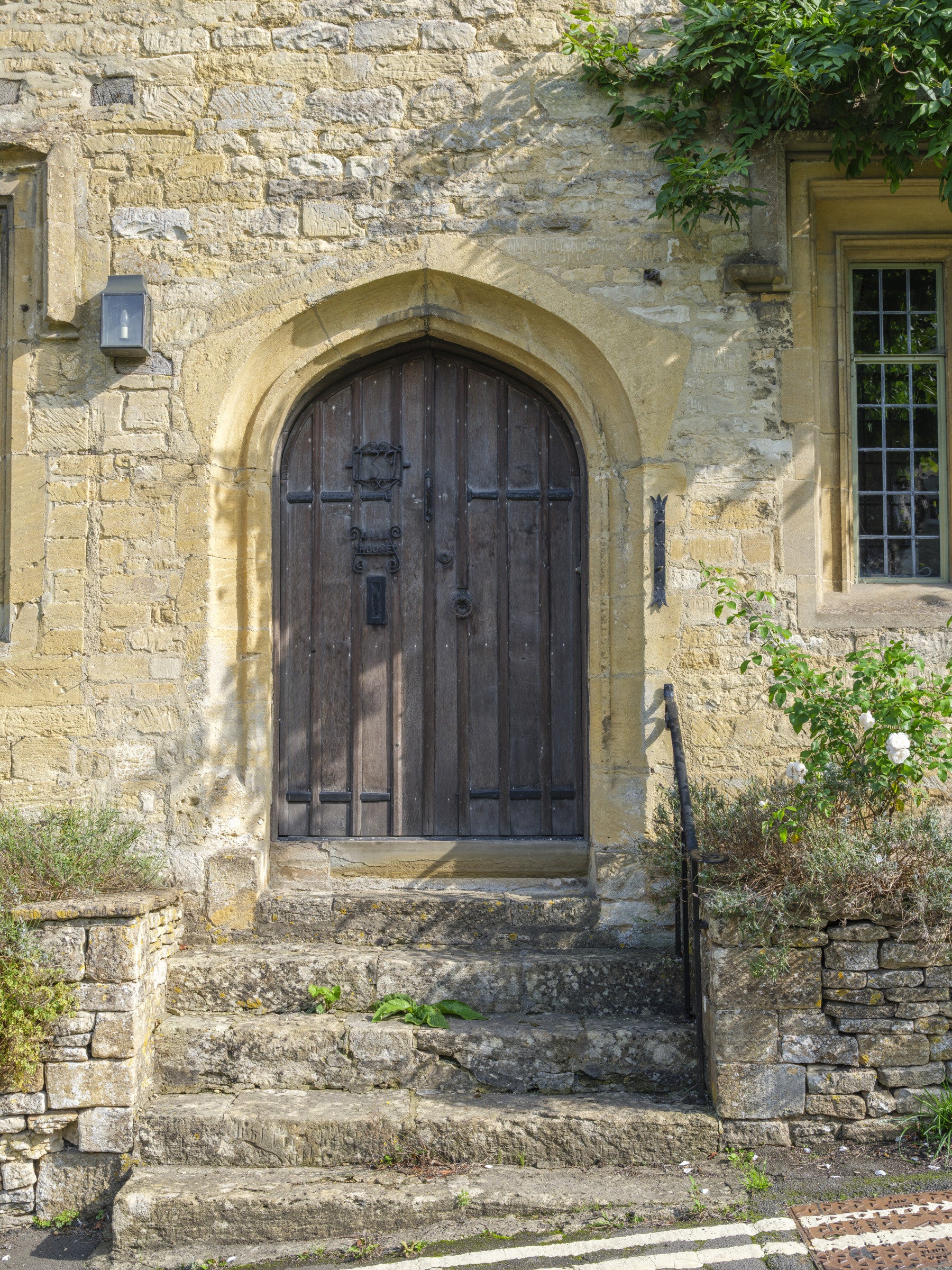 Aged Timber Archway and Stonework Wall Mural
