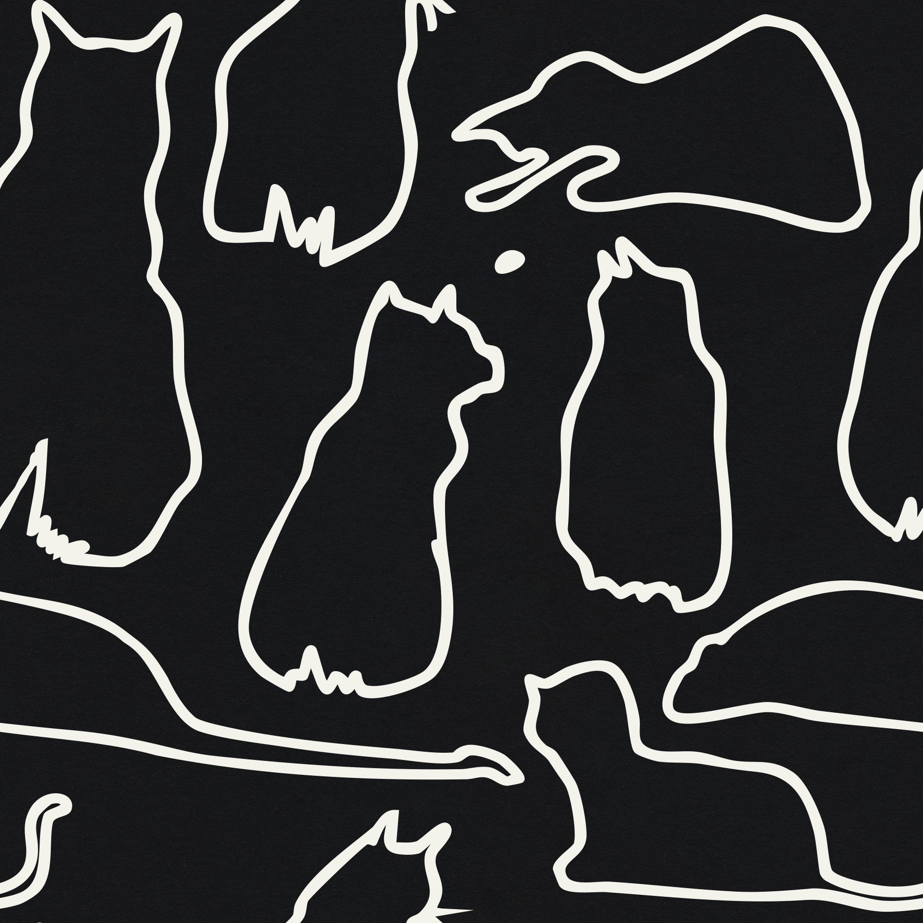 Munki and the Spot - Black Paper & Cream Wallpaper⁠
