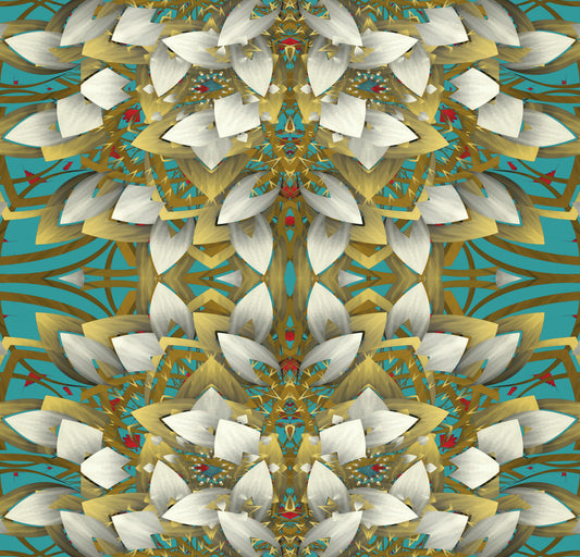 Teal & Gold Geometric Bloom - IKEBANA Wallpaper⁠