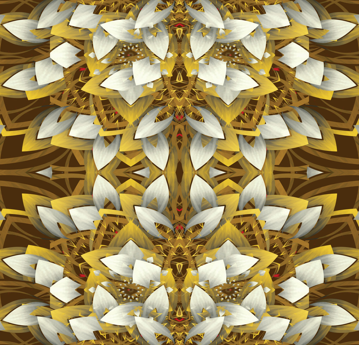 Brown and Gold Maximalist Geometric Bloom - IKEBANA Wallpaper⁠