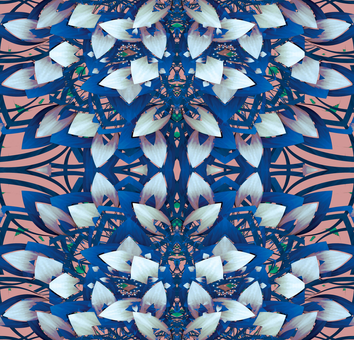 Pink & Blue Maximalist Geometric Bloom - IKEBANA Wallpaper⁠ in your room — zoomed