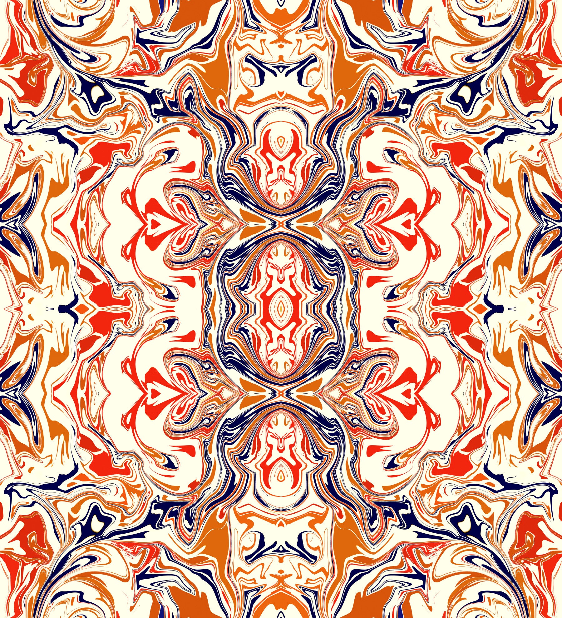 Orange & Red Contemporary Ornamental Tile - ANDORRA Wall Mural