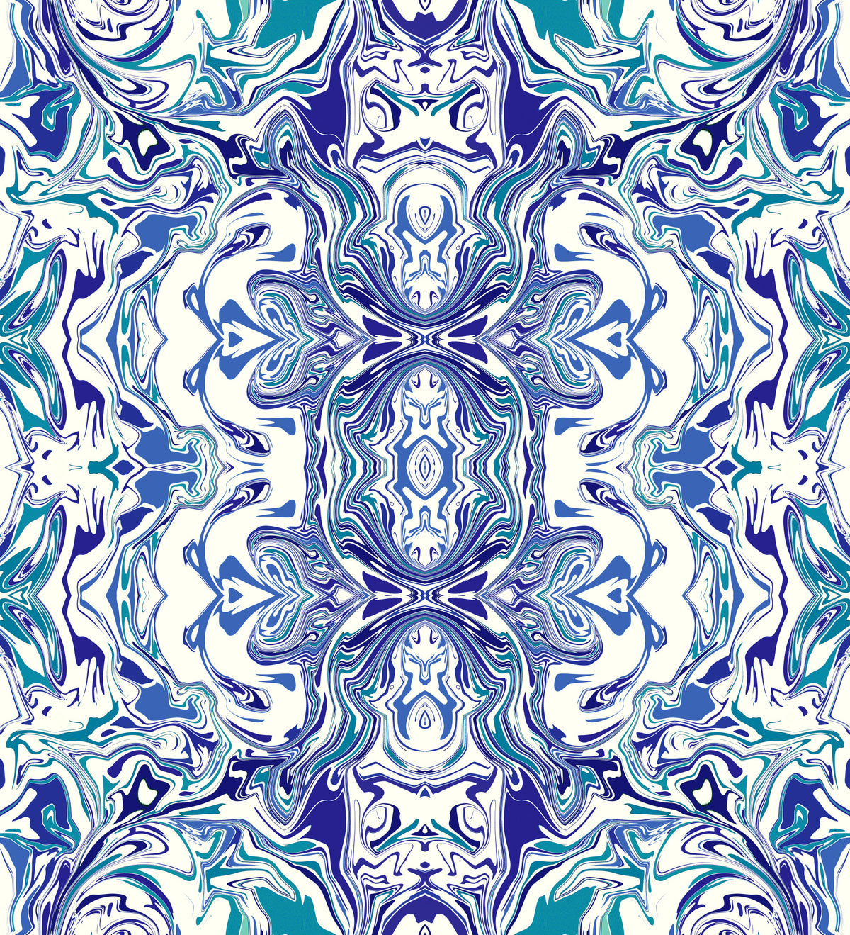 Blue & Teal Contemporary Ornamental Tile -  ANDORRA Wall Mural