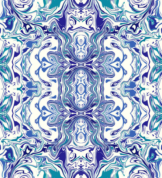 Blue & Teal Contemporary Ornamental Tile -  ANDORRA Wall Mural