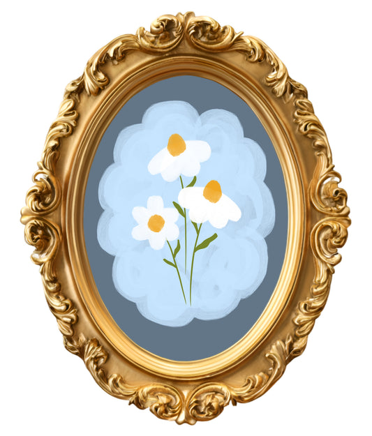 Gold Frame Daisy Wall Mural