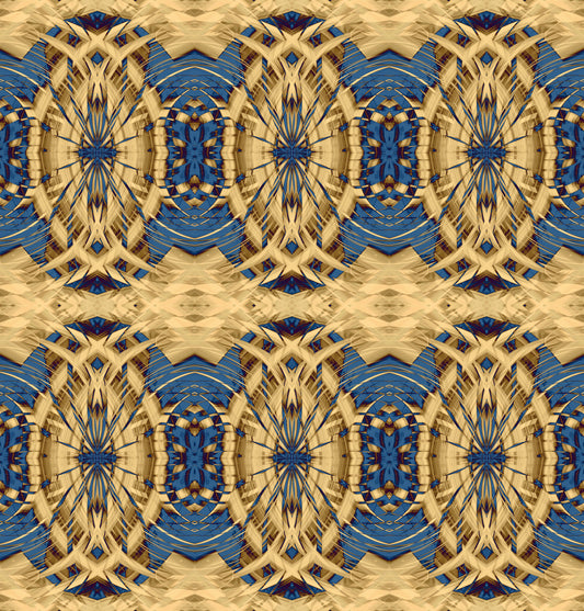 Cobalt Blue & Gold Retro Geometric Medallion - MOSQUITO  Wallpaper⁠