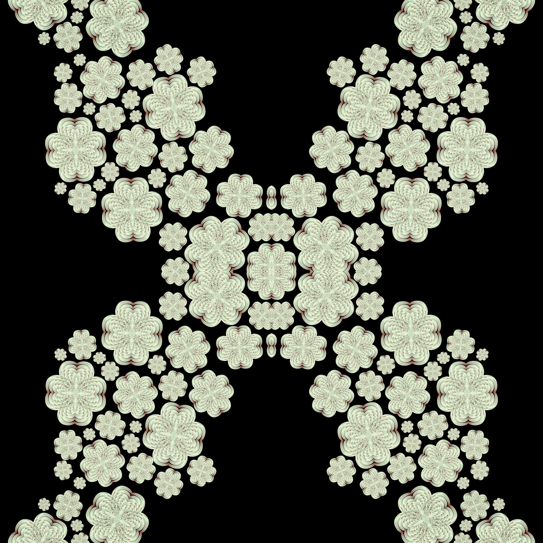 Black & Ivory Diamond Floral Trellis – CARDAMINE Wallpaper⁠