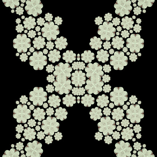 Black & Ivory Diamond Floral Trellis – CARDAMINE Wallpaper⁠