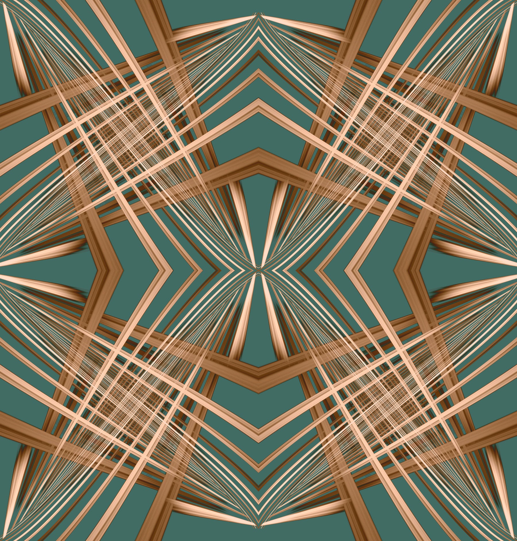 70s Retro Teal and Bronze Geometric Lattice - OCTOBER Wallpaper⁠