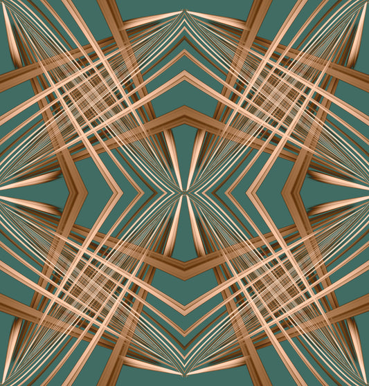 70s Retro Teal and Bronze Geometric Lattice - OCTOBER Wallpaper⁠