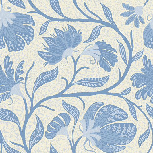 Trailing Indina Floral - Light Blue and Beige Wallpaper Wallpaper⁠