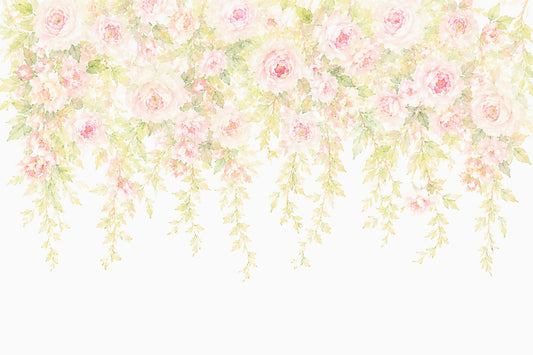 Soft Blush Rose Cascades Wall Mural