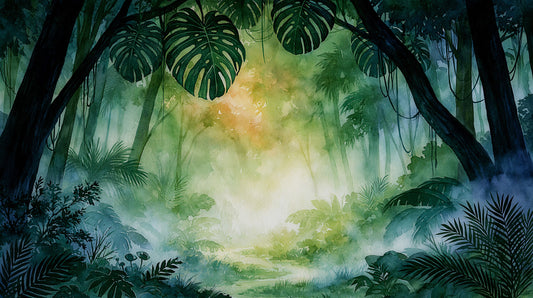 Sunlit Emerald Foliage Impression Wall Mural
