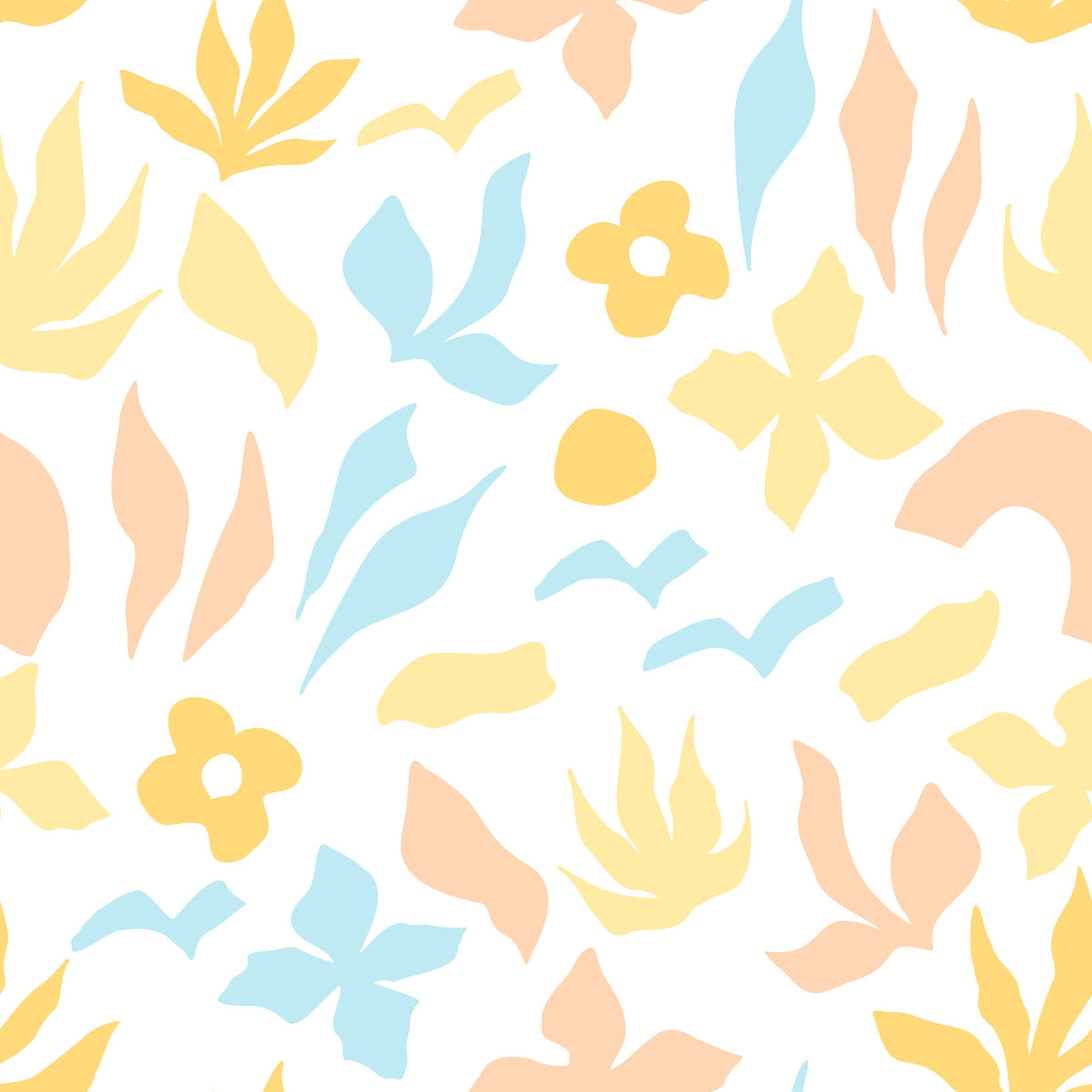 Abstract Pastel Botanical Motif Wallpaper⁠ in your room — zoomed