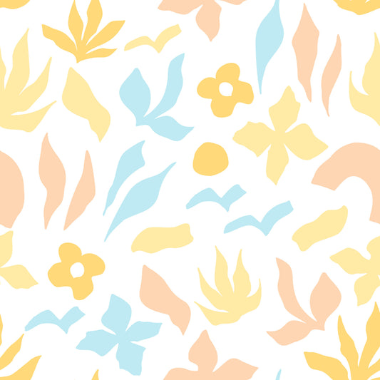 Abstract Pastel Botanical Motif Wallpaper⁠