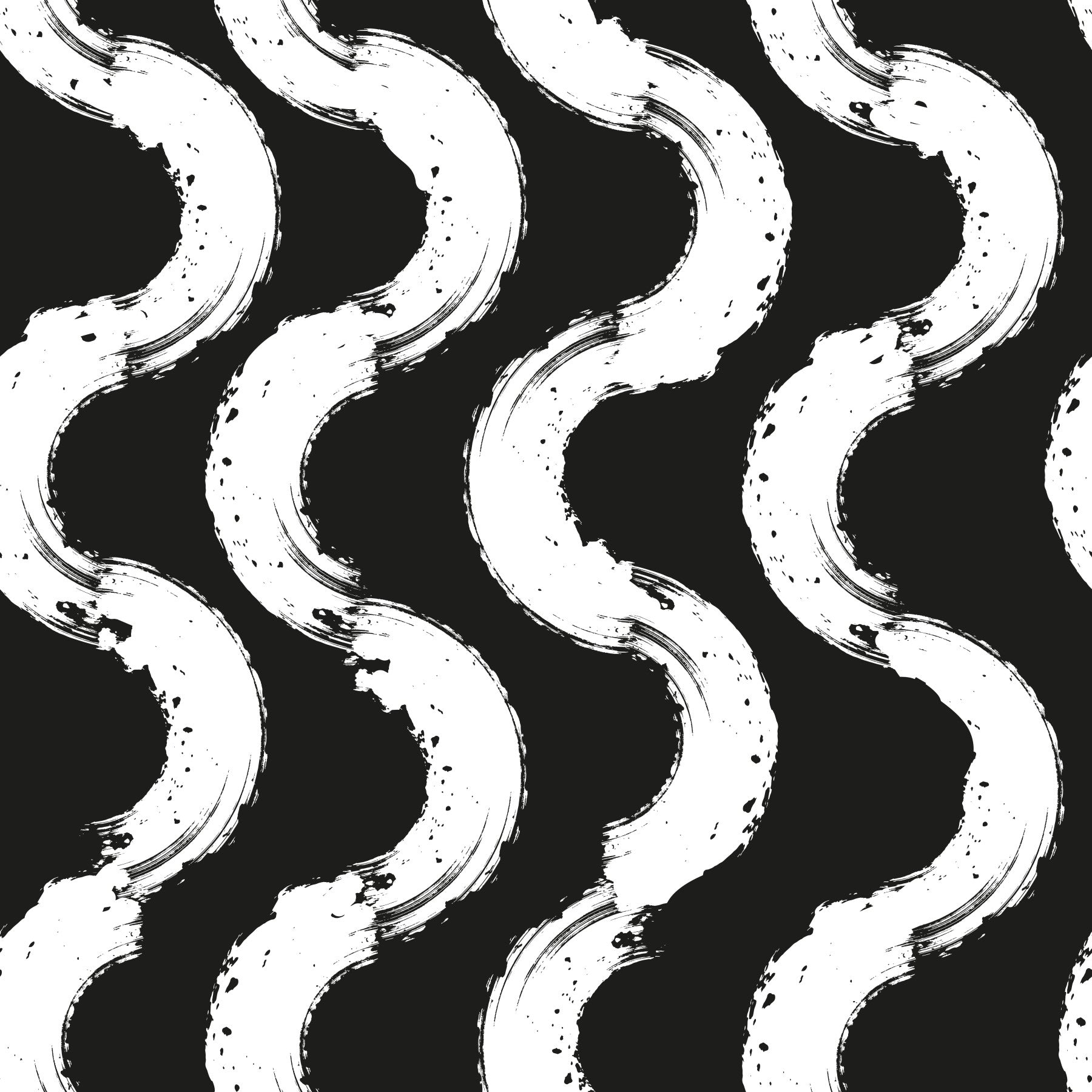 Monochrome Wavy Brushstroke Rhythm Wallpaper⁠