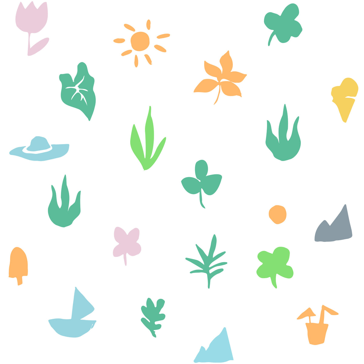 Summer Doodle Motif Wallpaper⁠ in your room — zoomed