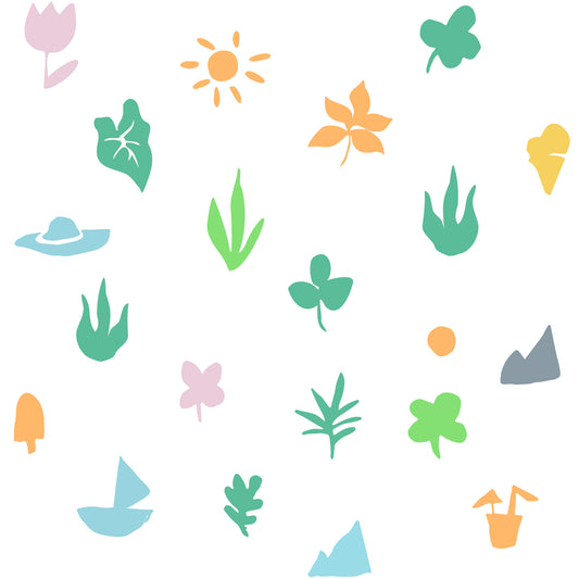 Summer Doodle Motif Wallpaper⁠