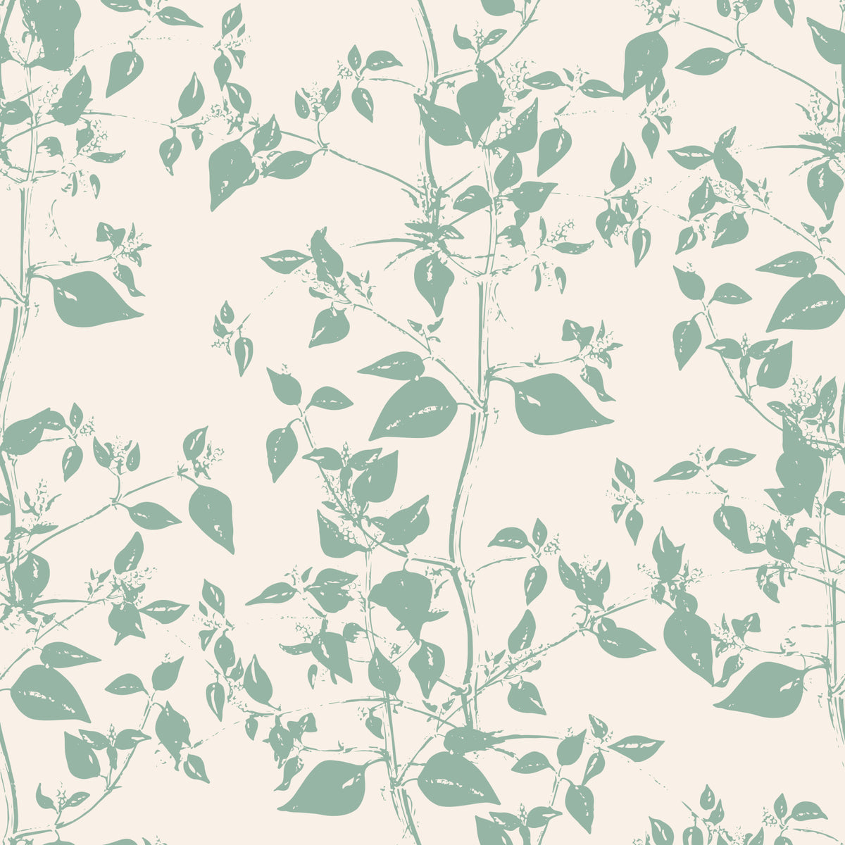 Cream and Sage Leaf Sketch Wallpaper⁠