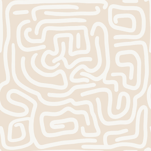 Abstract Cream Maze Pattern Wallpaper⁠
