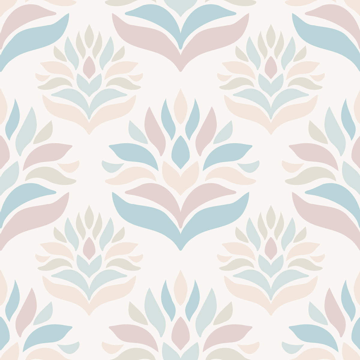 Minimalist Blush and Blue Botanical Wallpaper⁠