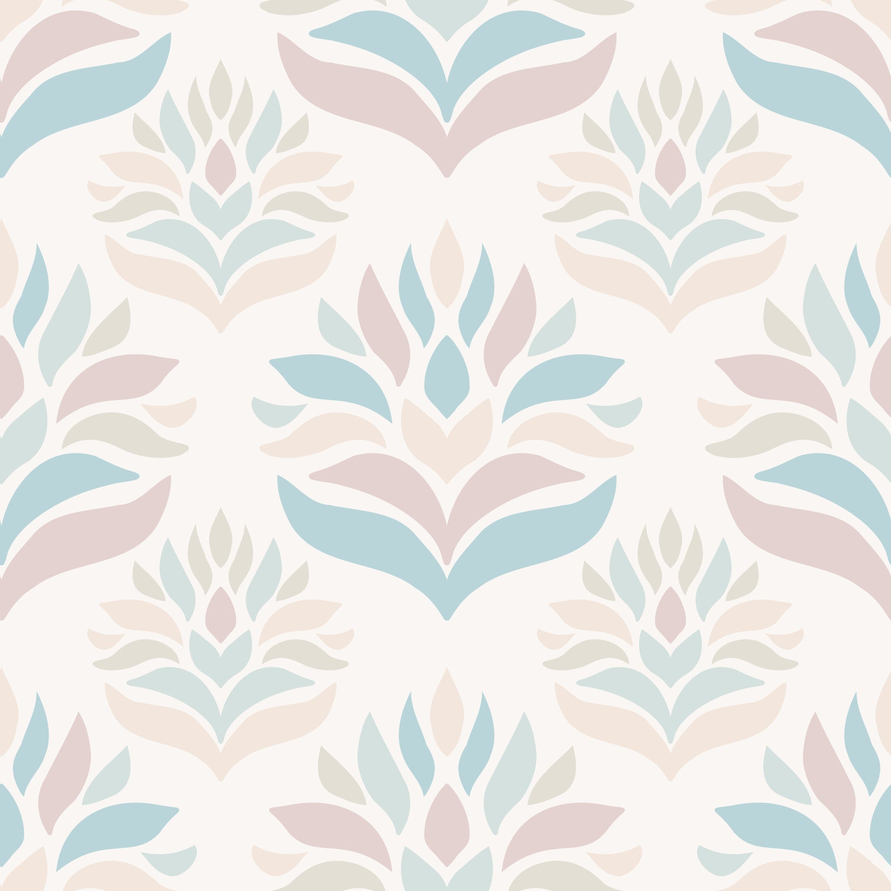 Minimalist Blush and Blue Botanical Wallpaper⁠