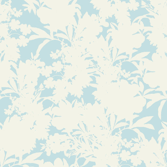 Airy Cream and Blue Garden Repeat Wallpaper⁠