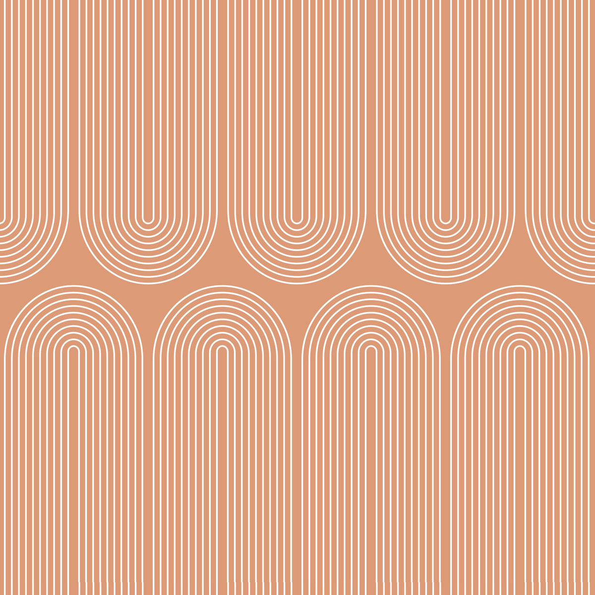 Minimalist Terracotta Arc Pattern Wallpaper⁠ in your room — zoomed