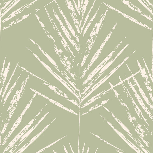 Muted Green Leaf Sketch Wallpaper⁠