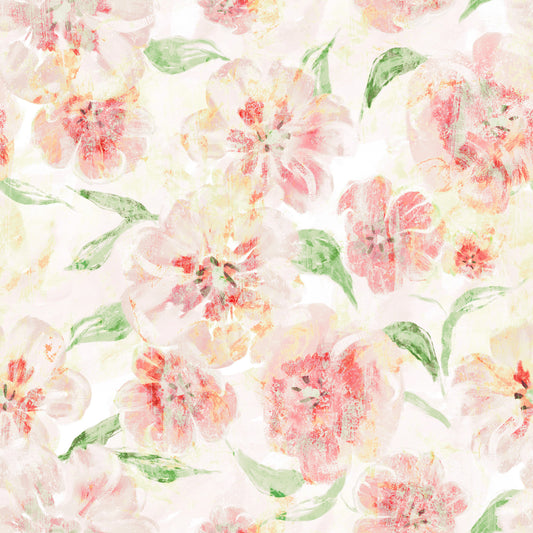 Blush Garden Painterly Pattern Wallpaper⁠