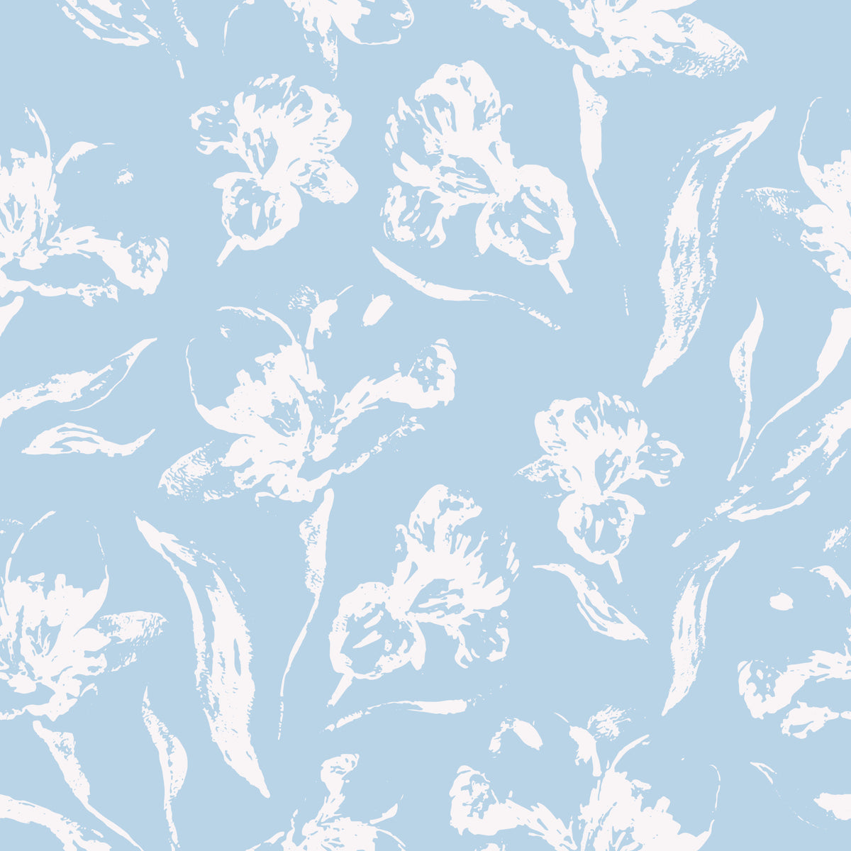 Hand-Drawn Botanical Azure Pattern Wallpaper⁠ in your room — zoomed