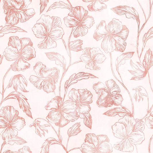 Blush Botanical Line Art Wallpaper⁠