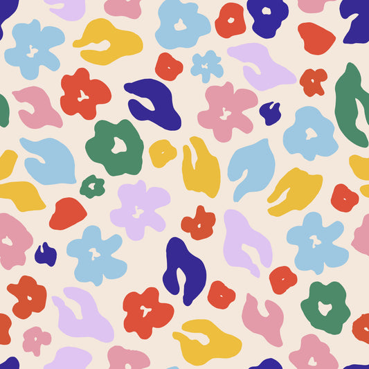 Retro Floral Pop Pattern Wallpaper⁠