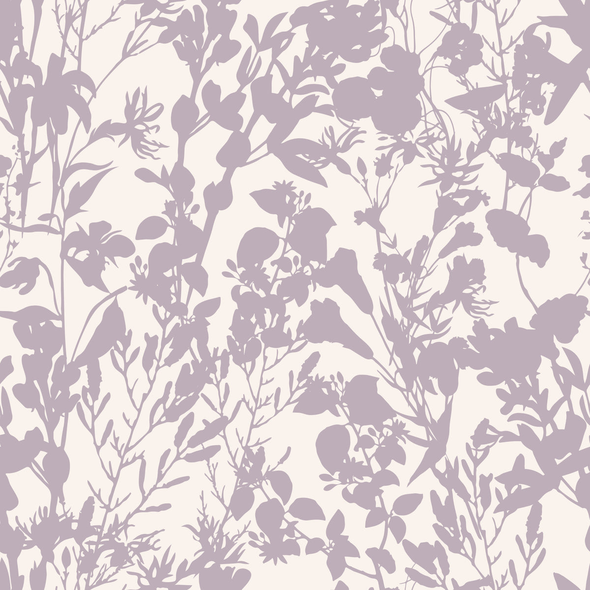Soft Lavender Botanical Silhouette Wallpaper⁠ in your room — zoomed