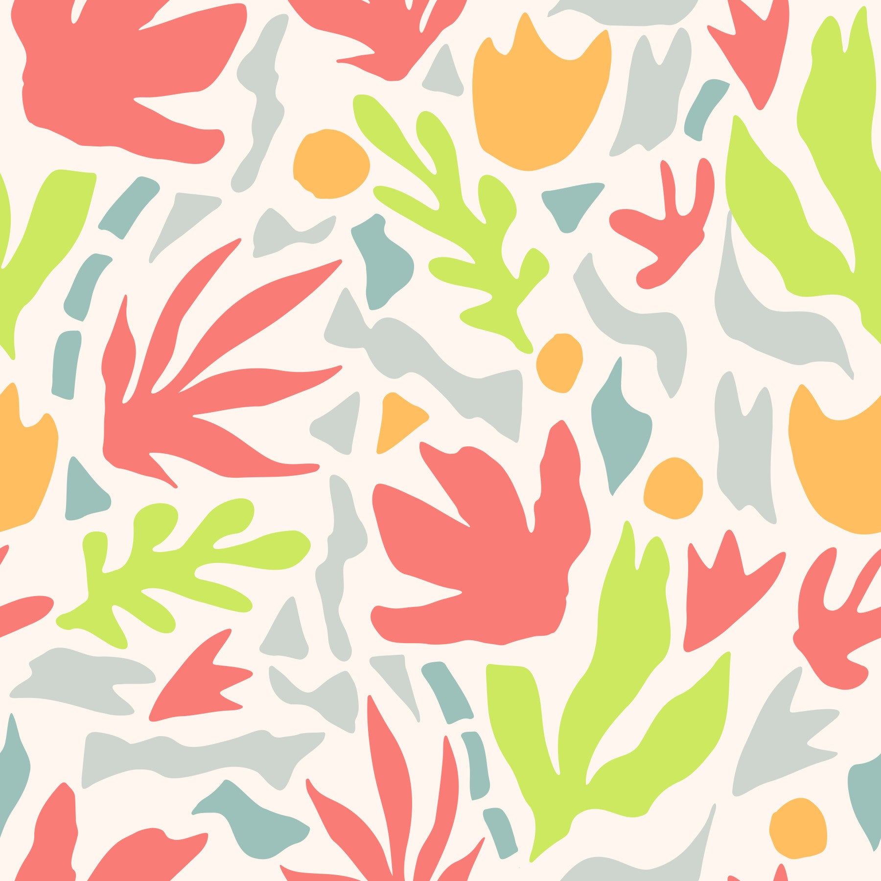 Playful Organic Shapes in Coral and Lime Wallpaper⁠