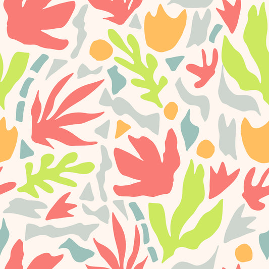 Playful Organic Shapes in Coral and Lime Wallpaper⁠