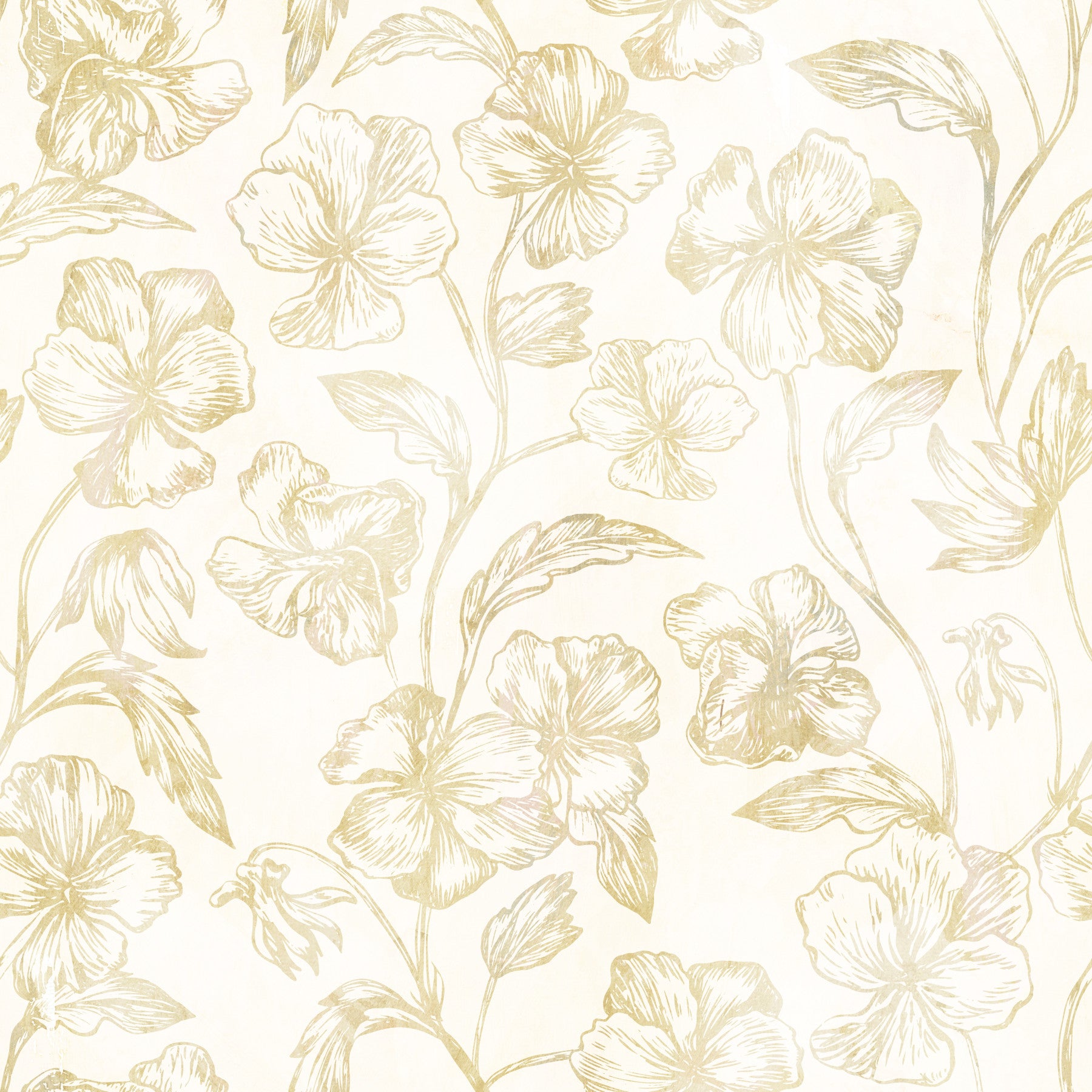 Golden Line Botanical Sketches Wallpaper⁠