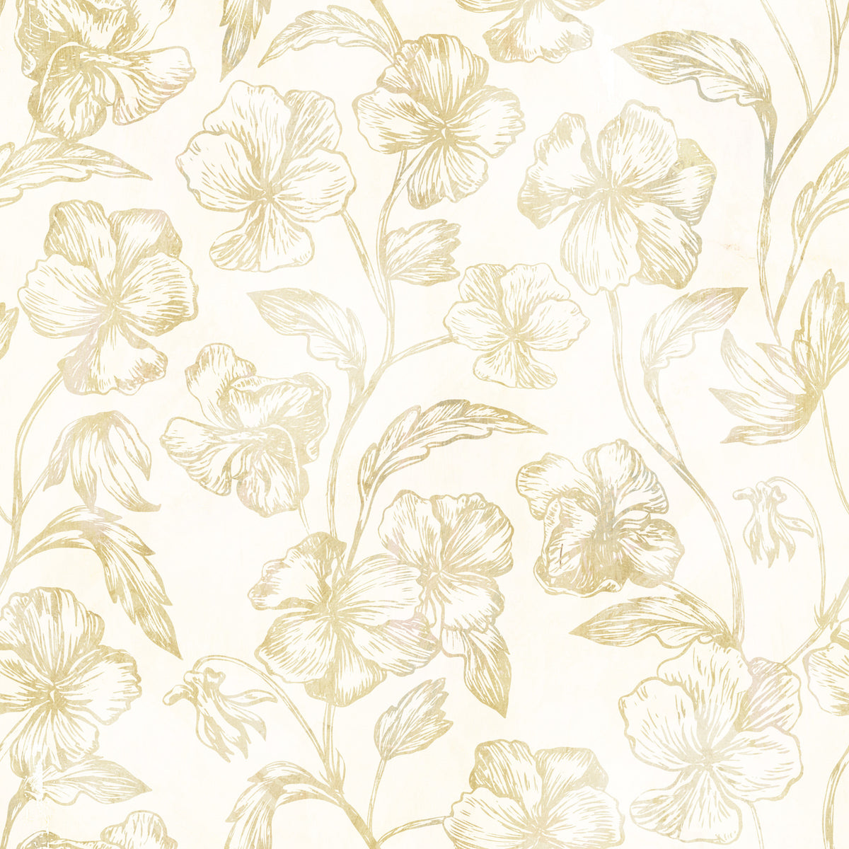Golden Line Botanical Sketches Wallpaper⁠ in your room — zoomed
