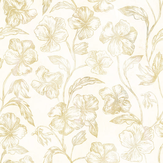 Golden Line Botanical Sketches Wallpaper⁠