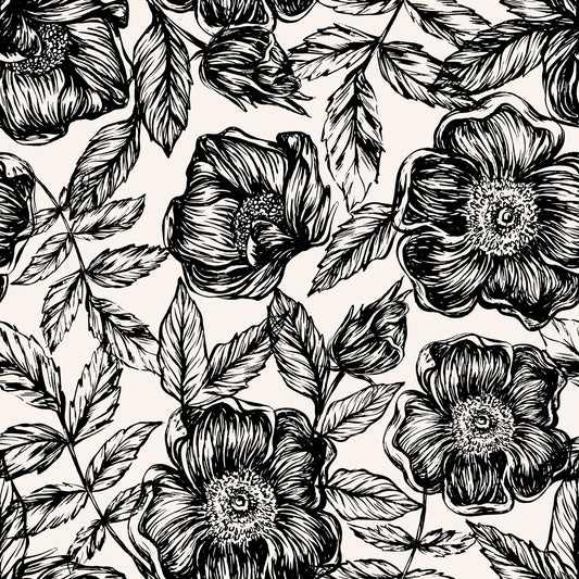 Ink Blossom Garden Wallpaper⁠