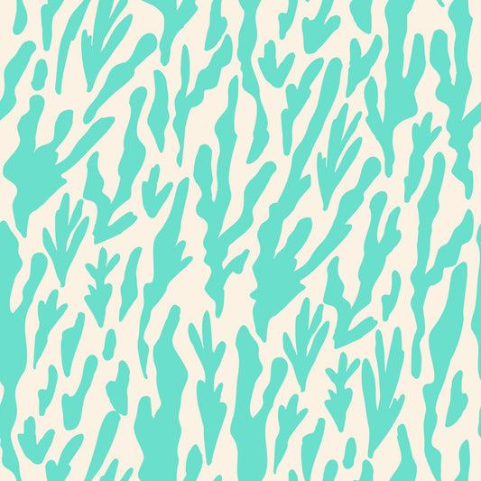 Minimalist Teal Botanical Waves Wallpaper⁠